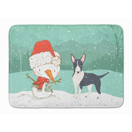 Carolines Treasures Black Bull Terrier Snowman Christmas Machine Washable Memory Foam Mat CK2055RUG